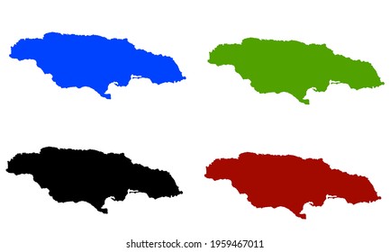 design silhouette of the country map of Jamaica in the Caribbean on a white background