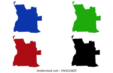 design silhouette of map of Angola in central Africa with white background
