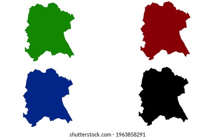 design silhouette of a map of the city of Bonn in Germany with a white background