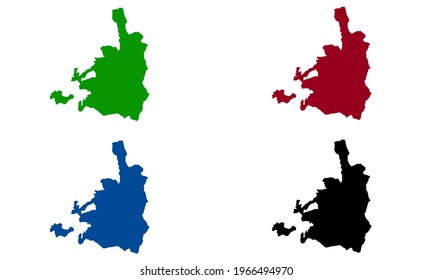 design silhouette of a map of the city of Jerusalem in Israel with a white background