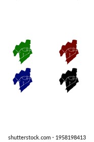 design silhouette of a map of the city of Leiden in the Netherlands on a white background