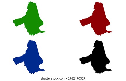 design silhouette of a map of the city of Ludwigshafen am Rhein in Germany with a white background