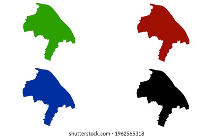 design silhouette of a map of the city of Mainz in Germany with a white background