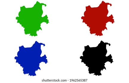 design silhouette of a map of the city of Monchengladbach in Germany with a white background