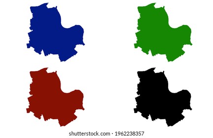 design silhouette of a map of the city of Neuss in Germany with a white background