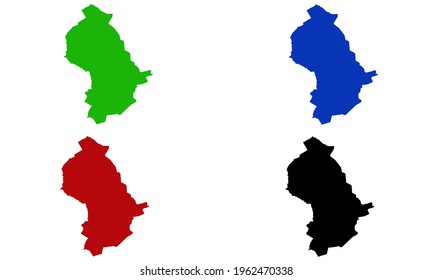 design silhouette of a map of the city of Oberhausen in Germany on a white background