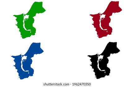 Design of a silhouette of a map of the city of Rostock in northern Germany with a white background