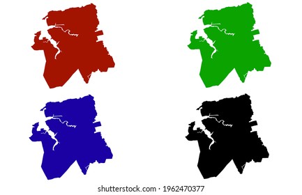 design silhouette of a map of the city of Sao Luis in Brazil with a white background