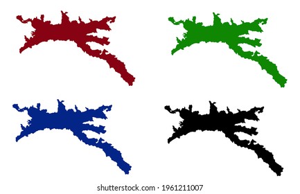 design of silhouette of map of Ibagué in Colombia on white background