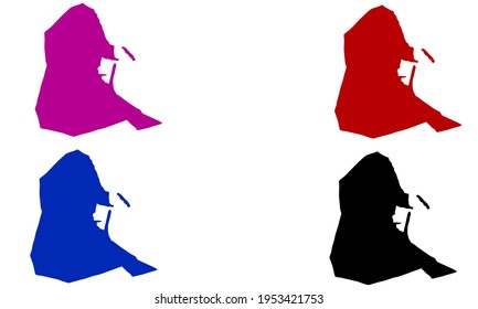design silhouette of a map of Dalvik in Iceland on a white background