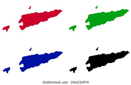 design silhouette map of eastern leste in asia on white background