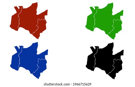 design silhouette map of Kathmandu city in nepal with white background
