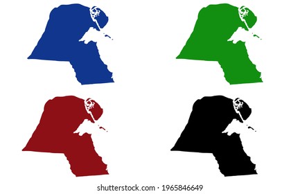 mapa de silueta de diseño de Kuwait en Medio Oriente con fondo blanco