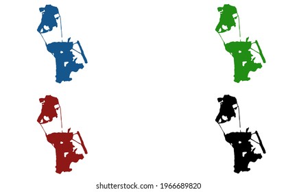design of a silhouette of a map of Macau in China on a white background
