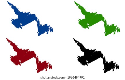 design silhouette map of Newfoundland and Labrador in canada with white background