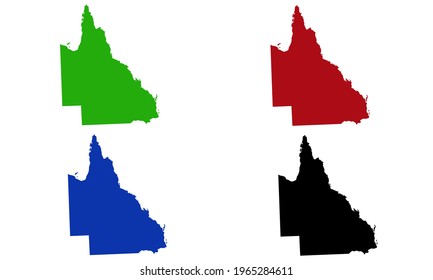 design silhouette map of Queensland state in Australia with white background
