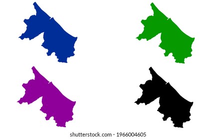 design silhouette map of Rimini in Italy on white background