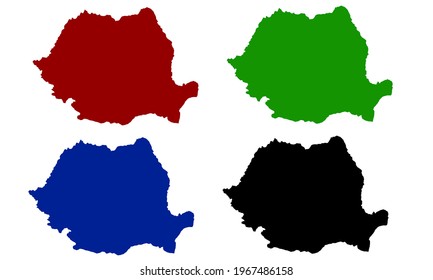 design silhouette map of Romania in the balkans with white background