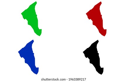 design silhouette map of Tutong District in Brunei Darussalam with white background