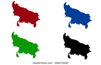 design silhouette map of Uttar Pradesh state in nepal with white background