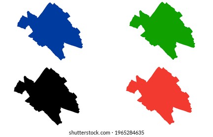 design silhouette map of Yazd city in iran with white background