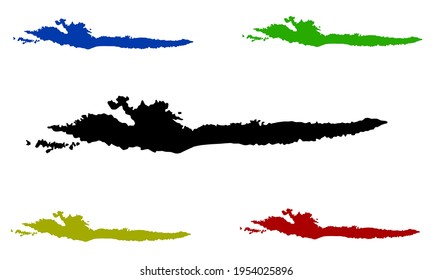 design silhouette on the map of the island of Hvar in Croatia on a white background