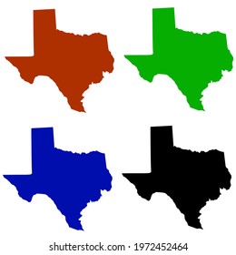 design silhouette of the state map of Texas in the United States of America on a white background