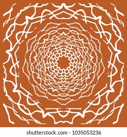Design of the Silk Shawl Print with Geometric Flower Pattern. For Print Bandana, Shawl, Carpet. Vector illustration.