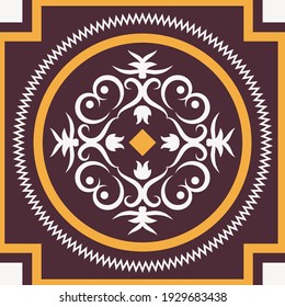 Design for silk shawl, scarf, headscarf, bandana, hijab. Print for textiles with abstract ornament. 