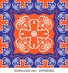 Design for silk shawl, scarf, headscarf, bandana, hijab. Print for textiles with abstract ornament. 