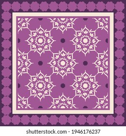 Design for silk shawl, scarf, headscarf, bandana, hijab. Print for textiles with abstract ornament. 