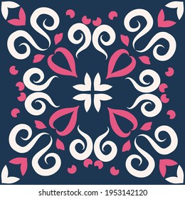 Design for silk shawl, scarf, headscarf, bandana, hijab. Print for textiles with abstract ornament. 