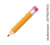 Design of a simple graphic pencil on a white background. Isolated design. As a separate element in school designs. Can be used as a logo or icon