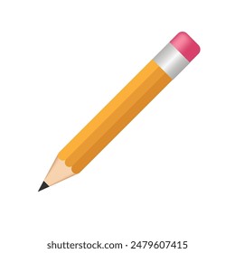 Design of a simple graphic pencil on a white background. Isolated design. As a separate element in school designs. Can be used as a logo or icon