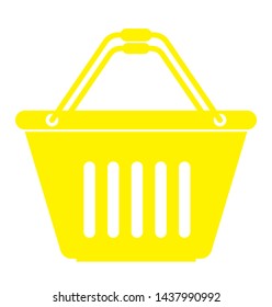 Design a simple shopping basket icon with a yellow background