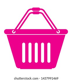 Design a simple shopping basket icon with a pink background