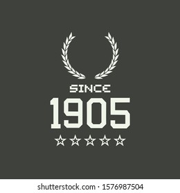 Design of since 1905 message