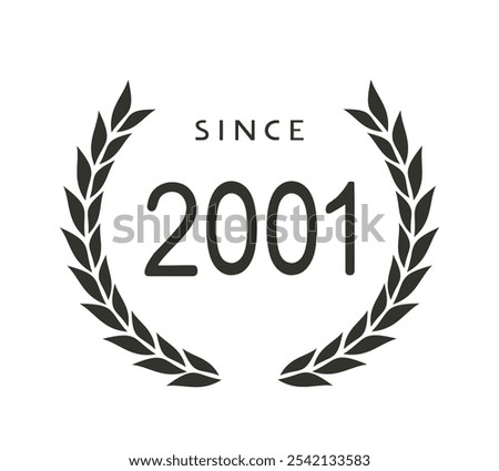 Design of since 2001 emblem symbol