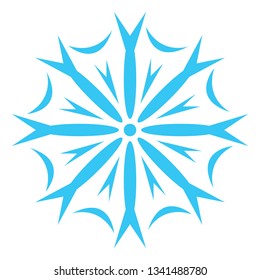 Design of a single ice crystal or snowflake vector color drawing or illustration 