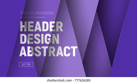 Design site header with purple layers and text at different levels. Template of vector background, banner.
