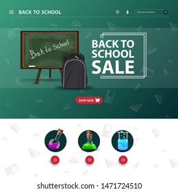 The design of the site interface, with the event "back to school", school Board and school backpack