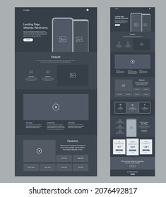 Design site template. Landing page website dark mode.