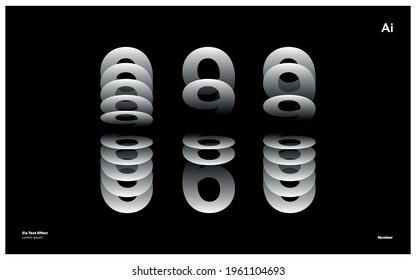design in six numbers with shading technique