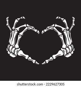 Design of skeleton hands with a symbol of love