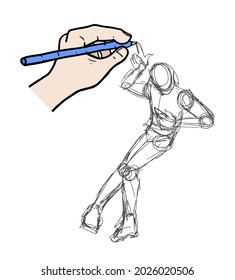 Design of sketch of body dancing