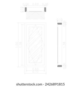 the design or sketch of the window is equipped with dimensions