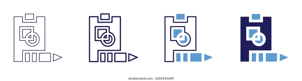 Design sketches icon in 4 different styles. Thin Line, Line, Bold Line, Duotone. Duotone style. Editable stroke.