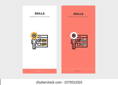Design skills icons on white and red backgrounds. made for business motivation icon