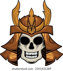 Design Skull Face Samurai Illustration