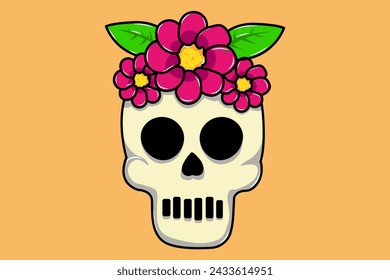 Design Skull with Flowers Illustration